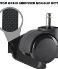 Four Pack Rubber Wheel Stops For Furniture No Slip Floor Saver Caster Stoppers To Protect Floors Beds And Chair Legs Fits Small 5cm Casters Easy Install Durable Wheel Stop Pads For Rolling Chairs And Beds featuring close-up of non-slip grid texture and caster installation view