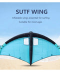 Inflatable Wing Foil for Water Sports on beach, blue sail for surfing, Wing Foil Kitesurfing Gear, handheld and foldable.