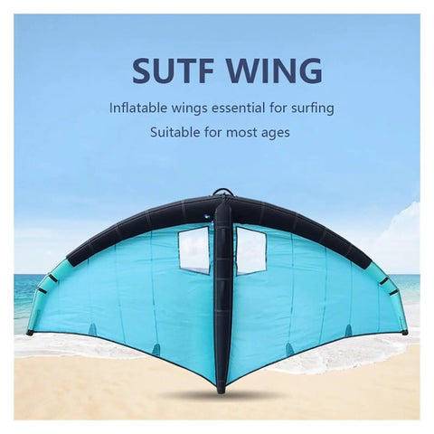 Inflatable Wing Foil for Water Sports on beach, blue sail for surfing, Wing Foil Kitesurfing Gear, handheld and foldable.