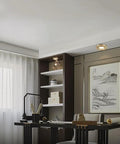 Interior view showing Pack Of 10 Premium Led Recessed Downlights Boasting Rock Solid Die Cast Brass Build And Sleek Gold Baffle Trim CRI 90 in an office space.