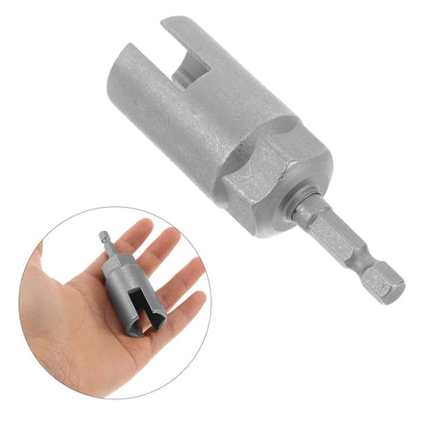 Hex Shank Slotted Wing Nut Socket Wrench For Hurricane Shutters And Panel Nuts A Sweet Upgrade Multi Function Drill Driver in hand.