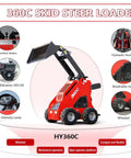 Compact Skid Steer Loader With Gas Engine And Bucket, Stand-On Wheeled Machine For Digging, Landscaping, Ditch Cleaning
