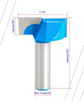 Bottom Cleaning Router Bit For Slab Flattening And Spoil Board Surfacing, 1-1/2 Inch Diameter, 1/2 Inch Shank, carbide tipped