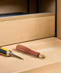 Ditch That Wobbly Grip With This Premium Wood File Handle And Brass Collet Set designed for quick 1/8 to 9/64 needle file swaps on a wooden surface.