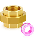Heavy Duty Brass Union Fitting 1-1/2 Inch NPT Female To 1-1/2 Inch NPT Female Pipe Connector with pink sealing ring