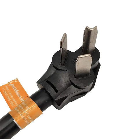 Close-up of plug end of Do It All Dryer Power Splitter 240V 30 Amp NEMA 10-30P to Dual 10-30R Receptacles Y Adapter Cord