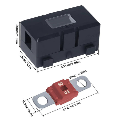 Complete Kit 2 Pair 50 Amp Bolt On Fuse Holders With Included MIDI Blades High Current Circuit Protection for rugged rig and vehicle.