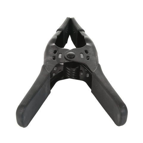Eight Pack 6 Inch Heavy Duty Beefy Metal Spring Clamps All Black With 2.5 Inch Jaw Opening for DIY, close-up view