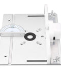 Heavy Duty Aluminum Router Table Insert Plate For Woodworking Benches Rock Solid Flip Base with measurement scale and mounting holes.