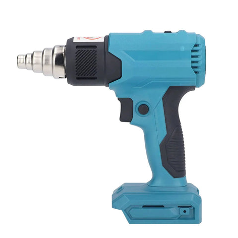 Side view of Three Gear Cordless Heat Gun with Rechargeable Battery for Portable Plastic Welding and DIY projects