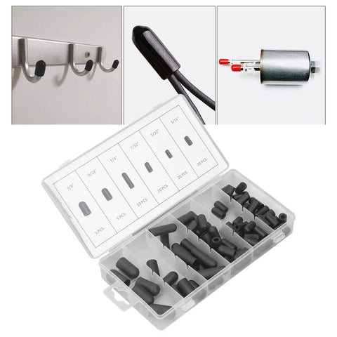 80Pcs Vacuum Cap Rubber Plug Kit For Carburetor Manifold Leakage Proof with organized sizes in a transparent box