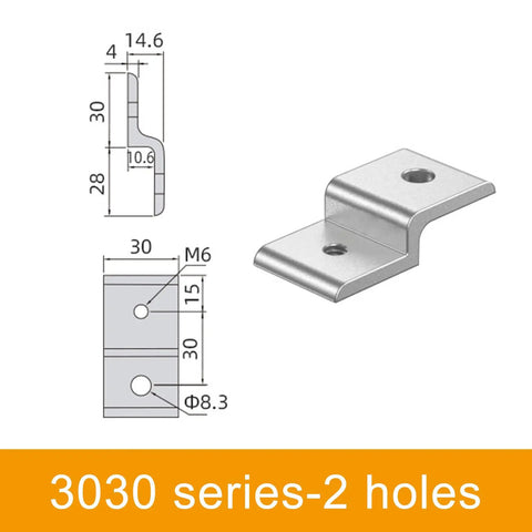 Technical diagram of Eight Piece 3030 Series Z Shaped Corner Brackets For Mounting Aluminum Extrusion T Slot Connectors