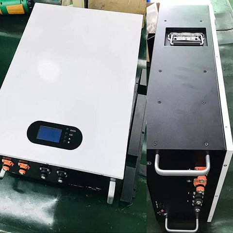 Smart Touch Display 51.2V 100Ah Lithium Ion Battery Straight Up Solid Home Energy Storage Power Wall For Solar Systems top and side view