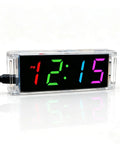 4 Digital Clock DIY Soldering Practice Kits With Color Display Electronics Build Alarm Clock Projects For Fun Learn Hands On Soldering Includes English Instructions Night Light Temperature Date And Week Display, clear acrylic digital clock