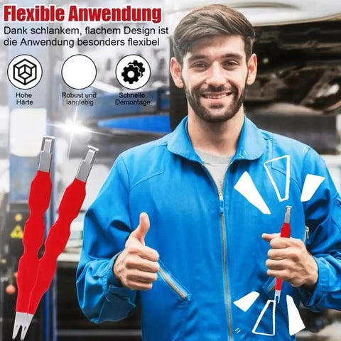 Heavy Duty Wire Harness Connector Extractor For Chevrolet Volt Bolt Euv Blazer Ev Double Ended Auto Wiring Loom Puller shown by mechanic.