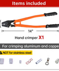 14 Inch Hand Swager Crimper For Aluminum And Copper Cable Sleeves And Ferrules One Sixteenth To One Eighth Inch Three Crimp Sizes