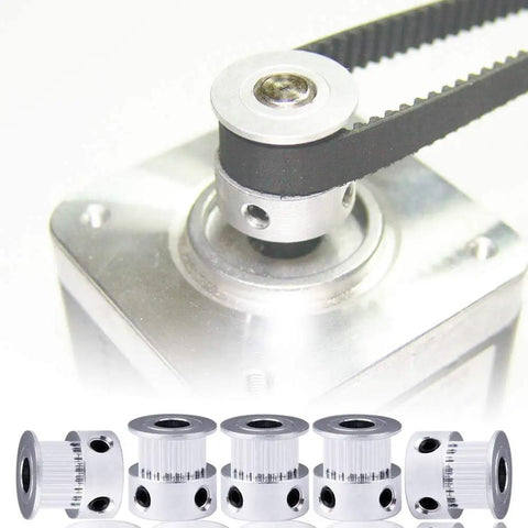 Set Of 5 GT2 20 Tooth Aluminum Timing Pulleys 6.35mm Bore For 6mm Belts on a RepRap Prusa I3 3D Printer setup