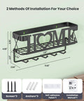 Streamline Your Entryway With This 5 Hook Wall Key Holder And Mesh Mail Basket Organizer In Matte Black Perfect For Keys And Mail And Quick Grab Essentials Before You Step Out The Door, shown installed with dimensions and installation options.
