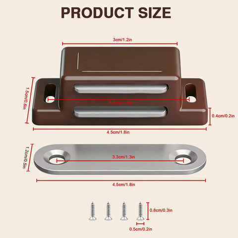Heavy Duty 12 Pack Brown Cabinet Magnetic Latch Door Catch For Cupboards Drawers Shutters Keeps Doors Dead Set Shut With Zero Hassle Mount And Slick Closing Action