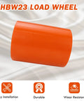 Durable Load Wheel Replacement For Toyota Electric Pallet Jack Lift Truck 8HBW23 2 Pcs Heavy Duty Wheel For Smooth Warehouse Handling On Flat Surfaces, showing a single orange wheel.