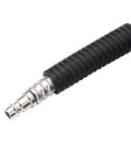 Close-up of Rock Solid Heavy Duty PVC Air Compressor Hose 2 Pack 30 Meter Length 300 Psi Max Pressure with quick connect end.