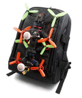 Backpack with mounted FPV drone using Backpack Mount Kit For FPV Drones, 2 Pack Lock Mounts And Plug In Bundle, side view