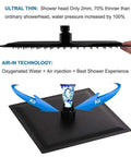 Slick Matte Black Shower Faucet Set With Rainfall System Featuring Stainless Steel Shower Head And Brass Valve, 8-inch ultra-thin head