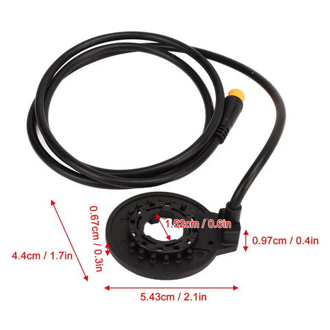 Grippy Anti Slip Dual Hall Sensor E Bike Pedal with High Sensitivity 36V 48V Interface Durable for Men Women, cable and component.