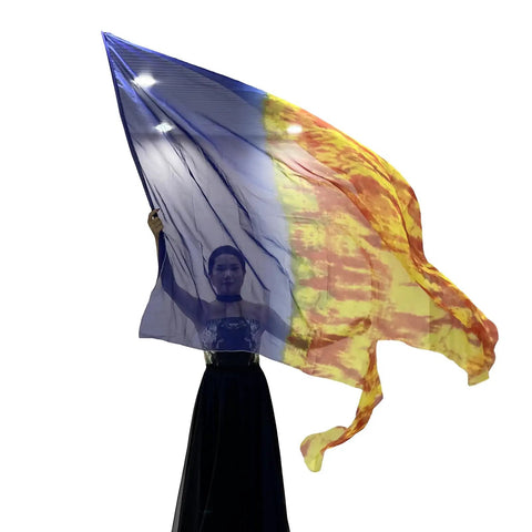 Grab These Awesome Worship Flags For Dance With Soft Chiffon Fabric And Flexible Rods in motion during praise performance.
