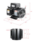 Heavy Duty 7.5 Hp Air Compressor Electric Motor 230V with dimensions showing reversible keyed shaft and frame design.