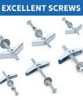 100 Piece Hollow Wall Anchors Toggle Bolt Kit With Wing Nuts In 3 Sizes For Drywall And Ceiling Mounts, Ideal For Hanging Lighting, Art, Mirrors, And Towel Racks, Easy DIY Install For Pros And Beginners. metal toggle bolts with wing nuts in three sizes