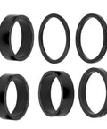 Six Piece Aluminum Bike Headset Spacer Set With 2mm 3mm 5mm And 10mm Heights For Twenty Eight Point Six Millimeter Forks One And One Eighth Inch Stems Black