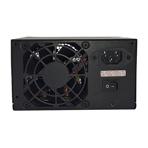 Rear view of Beefy 500W ATX Power Supply For Industrial Use 220V Input Dual 8 Pin Connectors Rock Solid ATX PSU With Reliable Output And Easy Install Built For Durable Performance And Simple Upgrades.