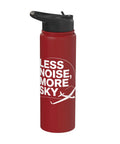 Stainless Steel Insulated Water Bottle For Glider Pilots And Tow Crew, Aero Tow Hydration On The Fly, red bottle with lid