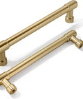 10 Pack Brushed Brass Cabinet Pulls 5 Inch With 128MM Hole Centers Slick Gold Kitchen Cabinet Handles for Cabinets Cupboards and Drawers