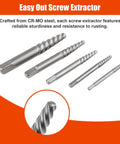 Go To 10 Piece Screw Extractor And Left Hand Drill Bit Set with Alloy Spiral Flutes Easy Out Fastener Remover Kit, extractors shown