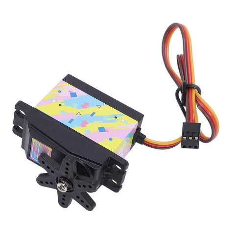 Heavy Duty 35Kg Digital RC Servo Featuring All Metal Gears And Beast Mode Response For Rock Solid Steering On 1/10 1/12 Scale RC Cars Trucks Robots And Custom Rigs, multicolored design, side view.