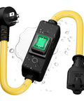 Heavy Duty Outdoor Waterproof Extension Cord With In Line On Off Switch And 12 AWG SJTW Wire 125V 20 Amp IP57 Rated Built To Last