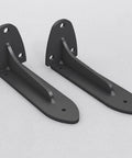Heavy Duty Wall Mounted Shelf Brackets 2 Pack Black Iron Metal L Shape Floating Supports For Diy Open Shelving Includes Hardware shown from side angle.