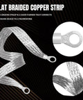 Badass Flexible Tin Plated Copper Ground Straps For Cars Trucks And Hot Rods Includes Five Heavy Duty Cables With Solid Terminal Plugs, flat braided copper strip.