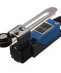 Close-up of a 3 Pack ME-8108 Momentary Roller Lever Limit Switch for CNC mills, lasers, plasma cutters; zinc alloy body, rotary arm visible