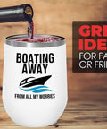 12oz Boating White Wine Tumbler Insulated Drinkware For Pontoon Boats And Yachts with red wine being poured