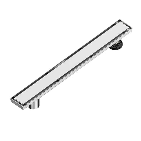 32 Inch Offset Linear Shower Drain With Tile Insert Grate Cover, Brushed 304 Stainless Steel, Side Outlet Floor Drain, Easy Install Adjustable Leveling Foot, Hair Strainer Catcher, High Flow 36 L Per Min
