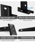 20 Pack 4 Inch T Shape Rustproof Iron Light Duty Gate Hinges Set Black with 270 Degree Rotation shown in detail
