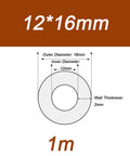 Diagram of Heavy-Duty PTFE Tubing For Industrial-Grade Use Teflon Hose, 12mm inner diameter, 16mm outer diameter, 1m length