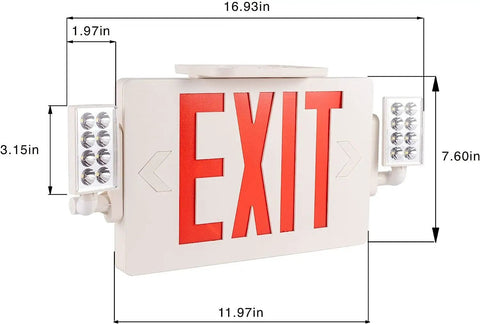 LED Exit Signs With Emergency Lights Double Sided Adjustable Emergency Combo Light With Backup Battery Built Tough