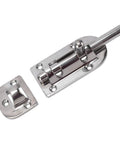 316 Stainless Marine Cabinet Lock Latch Sliding Kit With Polished Mirror Finish for Boats and RVs, shown with bolt extended.