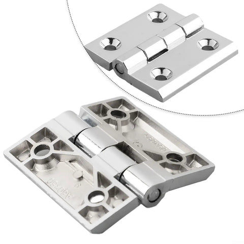 Heavy Duty Zinc Alloy Butt Hinge For Cabinet Doors And Furniture, Silver 60x60mm, top view and base detail