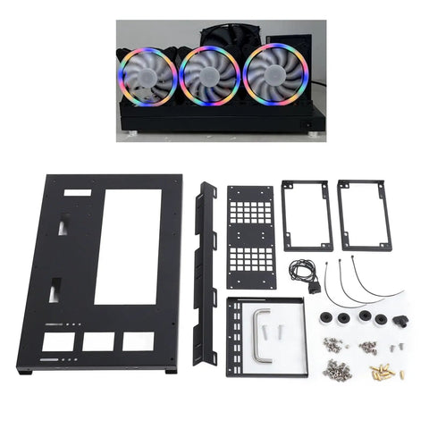 Open Frame ATX Motherboard Rack For DIY PC Builds With Handle, Supports ATX And MATX Motherboards, frame and components