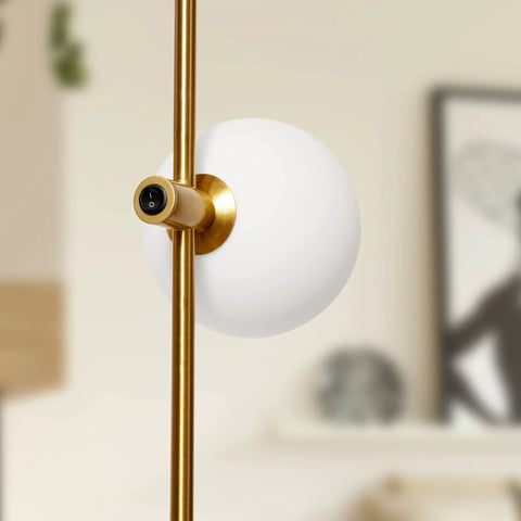 Equinox LED Wall Sconce Indoor Plug In Light For Bedroom And Bathroom With Glass Globe Shades Gold Finish Close-up
